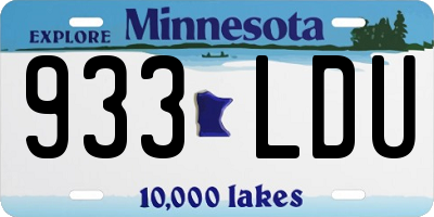 MN license plate 933LDU