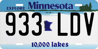 MN license plate 933LDV