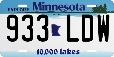 MN license plate 933LDW