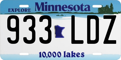 MN license plate 933LDZ