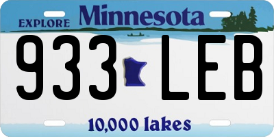 MN license plate 933LEB