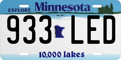 MN license plate 933LED