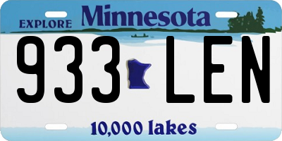 MN license plate 933LEN