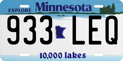 MN license plate 933LEQ