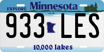 MN license plate 933LES