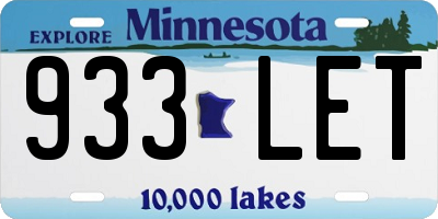 MN license plate 933LET