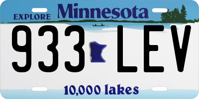 MN license plate 933LEV