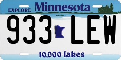 MN license plate 933LEW