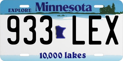 MN license plate 933LEX