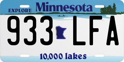 MN license plate 933LFA