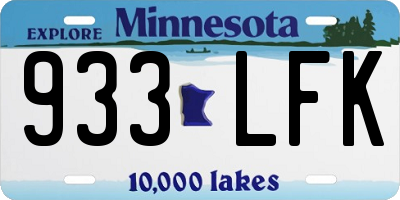 MN license plate 933LFK