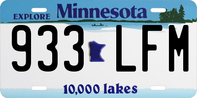 MN license plate 933LFM