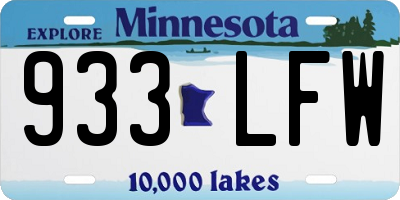 MN license plate 933LFW