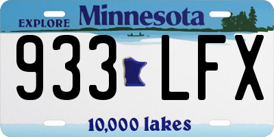 MN license plate 933LFX