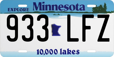 MN license plate 933LFZ