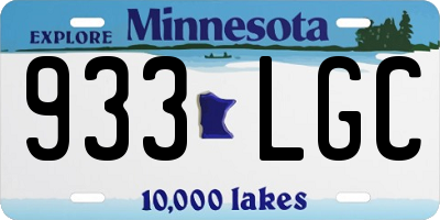 MN license plate 933LGC