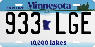 MN license plate 933LGE