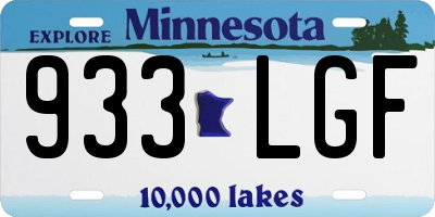 MN license plate 933LGF