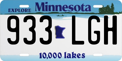 MN license plate 933LGH