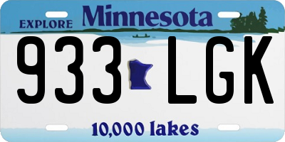MN license plate 933LGK