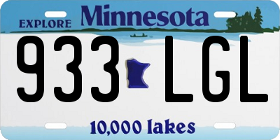 MN license plate 933LGL