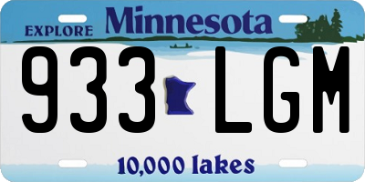 MN license plate 933LGM