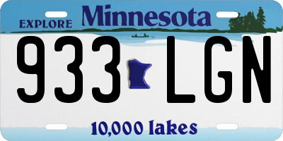 MN license plate 933LGN