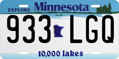 MN license plate 933LGQ
