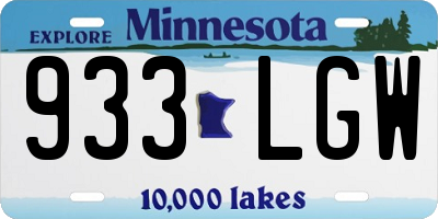 MN license plate 933LGW