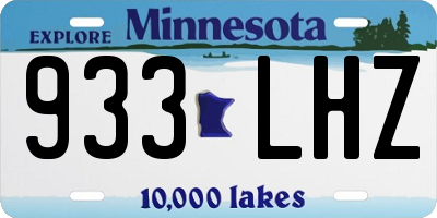 MN license plate 933LHZ