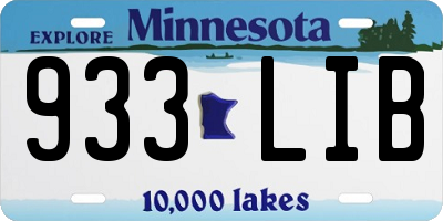 MN license plate 933LIB