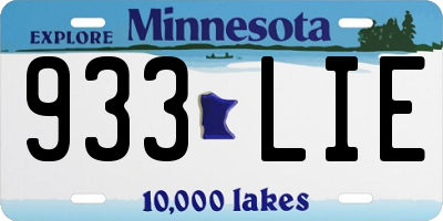 MN license plate 933LIE