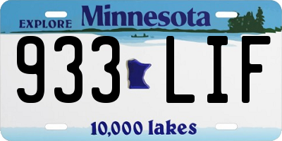 MN license plate 933LIF