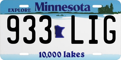 MN license plate 933LIG