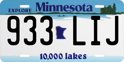 MN license plate 933LIJ