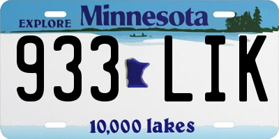 MN license plate 933LIK