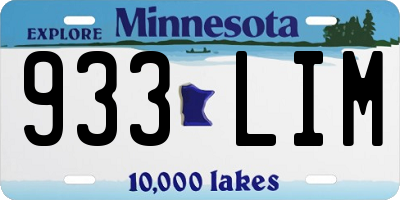 MN license plate 933LIM