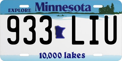 MN license plate 933LIU