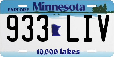 MN license plate 933LIV