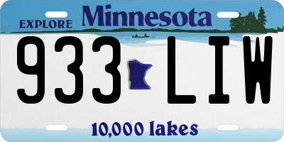 MN license plate 933LIW
