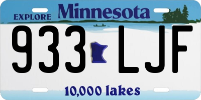 MN license plate 933LJF