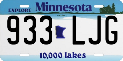 MN license plate 933LJG