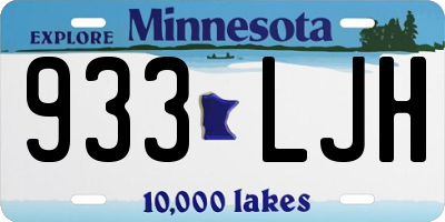 MN license plate 933LJH