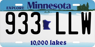 MN license plate 933LLW