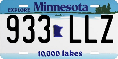 MN license plate 933LLZ