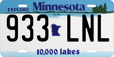 MN license plate 933LNL