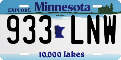 MN license plate 933LNW