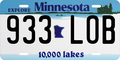 MN license plate 933LOB