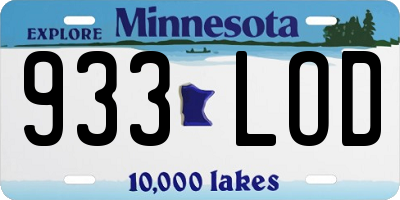 MN license plate 933LOD
