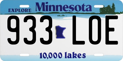 MN license plate 933LOE